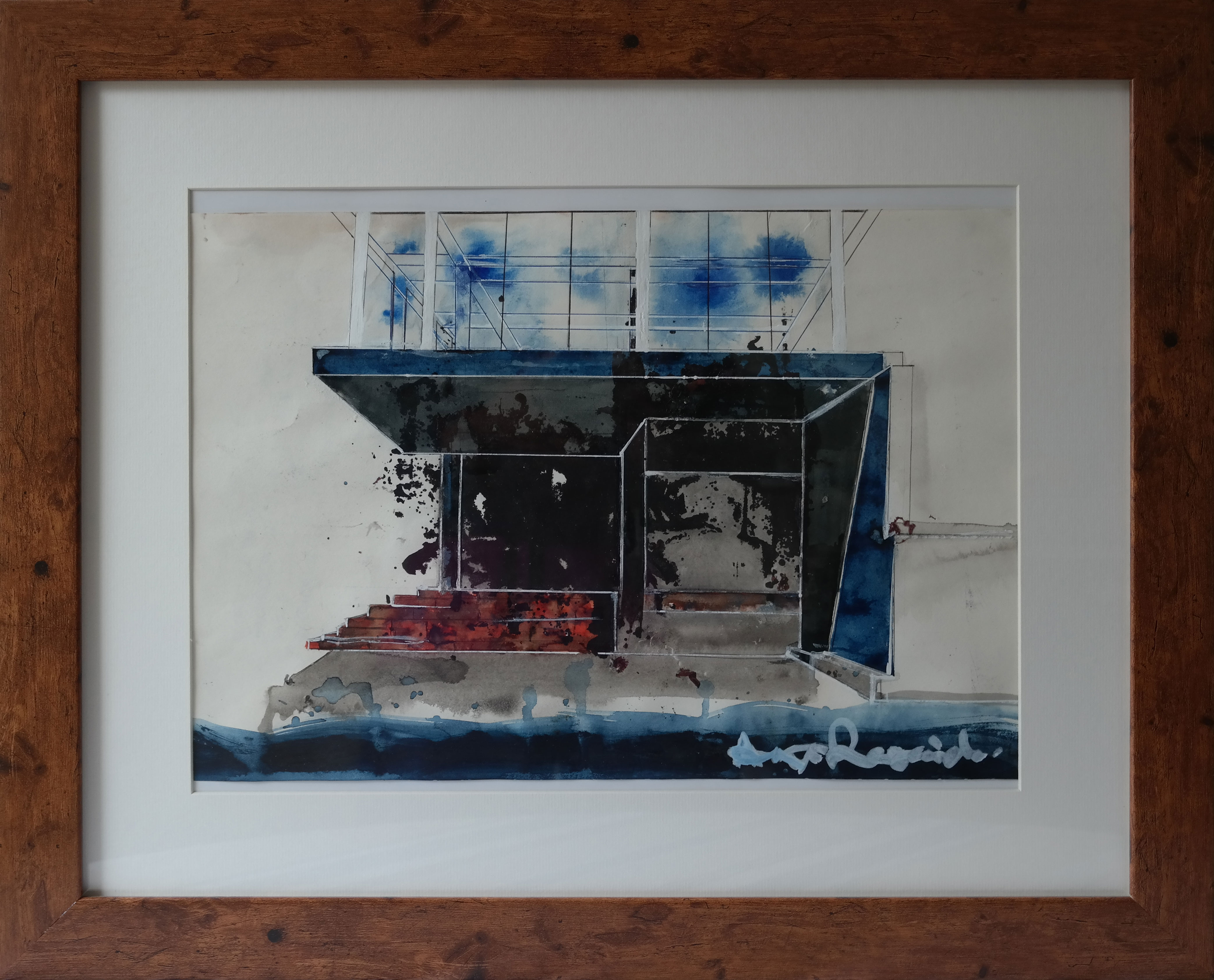Colombo - Mixed media on paper, 48 x 58cm in frame
